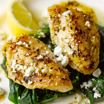 Monkfish with Spinach & Feta