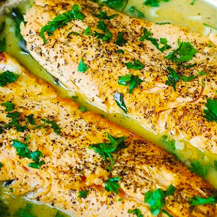 Pan-fried Hake with Lemon and Herb Butter Sauce