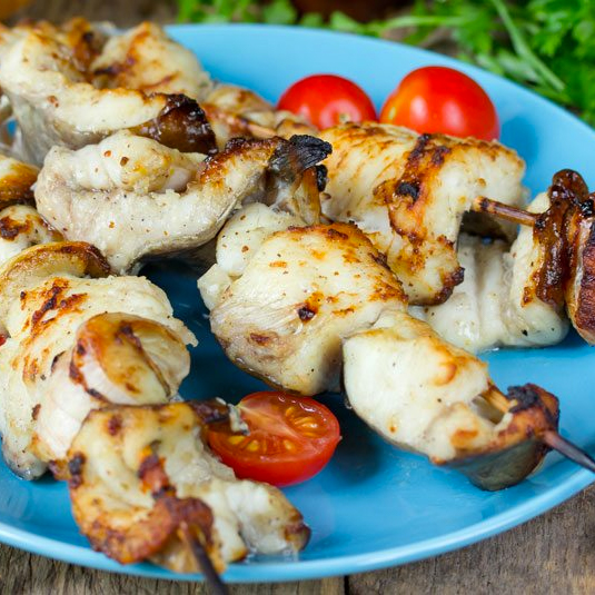Grilled Monkfish Brochettes With Orange-Butter Sauce